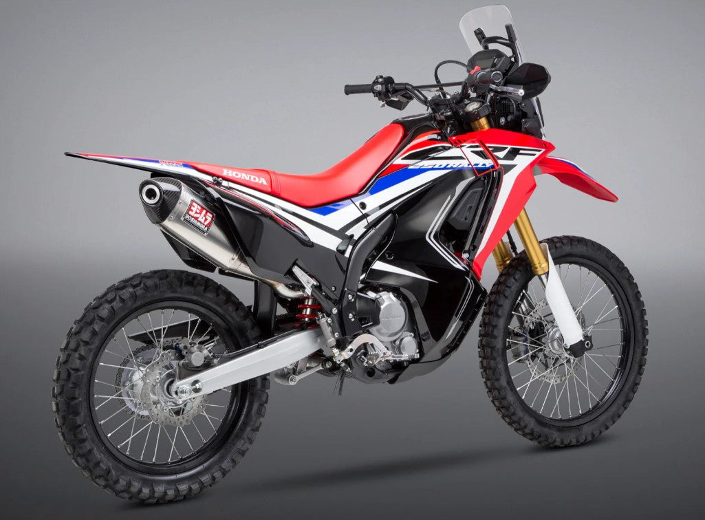 Yoshimura RS-4 Slip-On Exhaust for motorcycle, stainless steel and carbon fiber finish, model part# 123402D520.