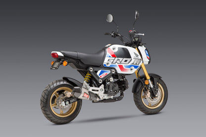 YOSHIMURA RS-9T Street Series motorcycle exhaust system with sleek metal finish and branding, designed for performance and style.