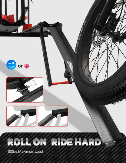 200lbs Capacity Tire-Clamp E-bike Rack with Ramp - Howling Moto