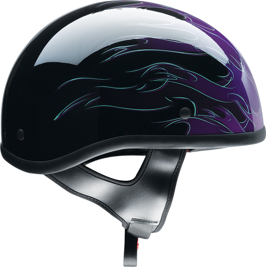 Z1R CC Beanie Helmet in Hellfire Purple, XS size, featuring a sleek design and branding from Z1R motorcycle gear