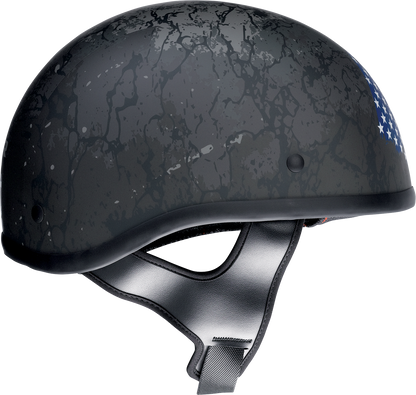 Z1R CC Beanie Helmet Justice in black, red, white, and blue, medium size, with sleek design and branding details.
