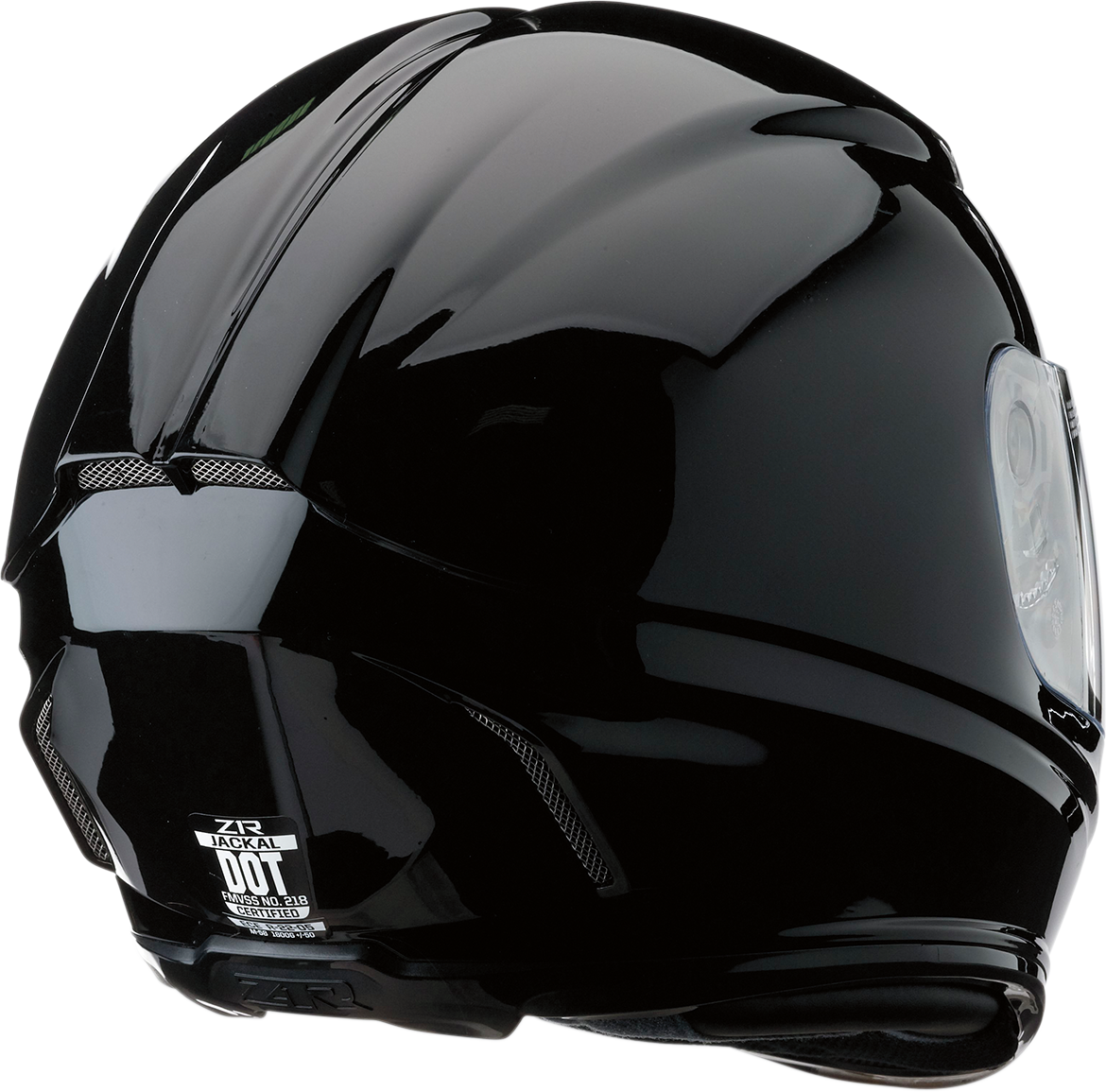 Z1R Jackal Black Medium motorcycle helmet with aerodynamic design, sun visor, and ventilation system.