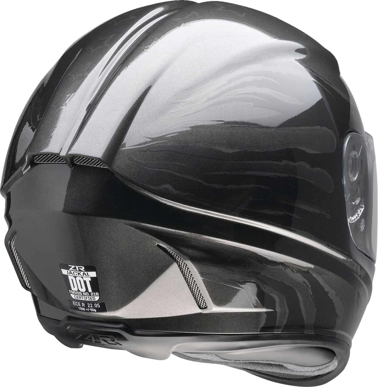 Z1R Jackal Patriot Stealth Motorcycle Helmet in 3XL size, black and matte finish, with clear visor and aerodynamic design.