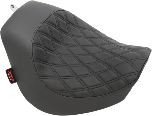 Z1R Low Solo Seat with Double Diamond design for Road Star motorcycle, showing the black leather seat with diamond stitching.