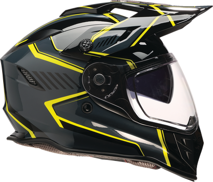 Z1R, Z1R Range 2.0 Helmet Voyager Gray/Hi-Viz Small - Versatile Dual-Sport Motorcycle Helmet with Sun Visor and Communication Pockets