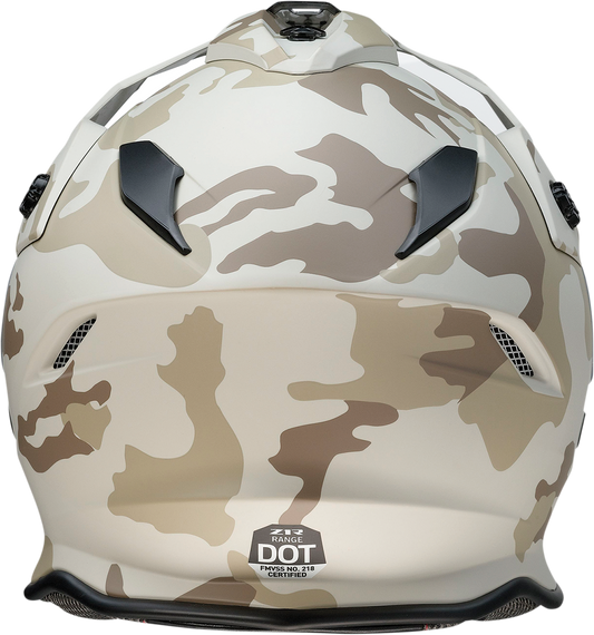 Z1R Range helmet in Camo Desert with Polycarbonate Shields and Drop Down Sun Visor, size 2XL, featuring tactical camouflage design.