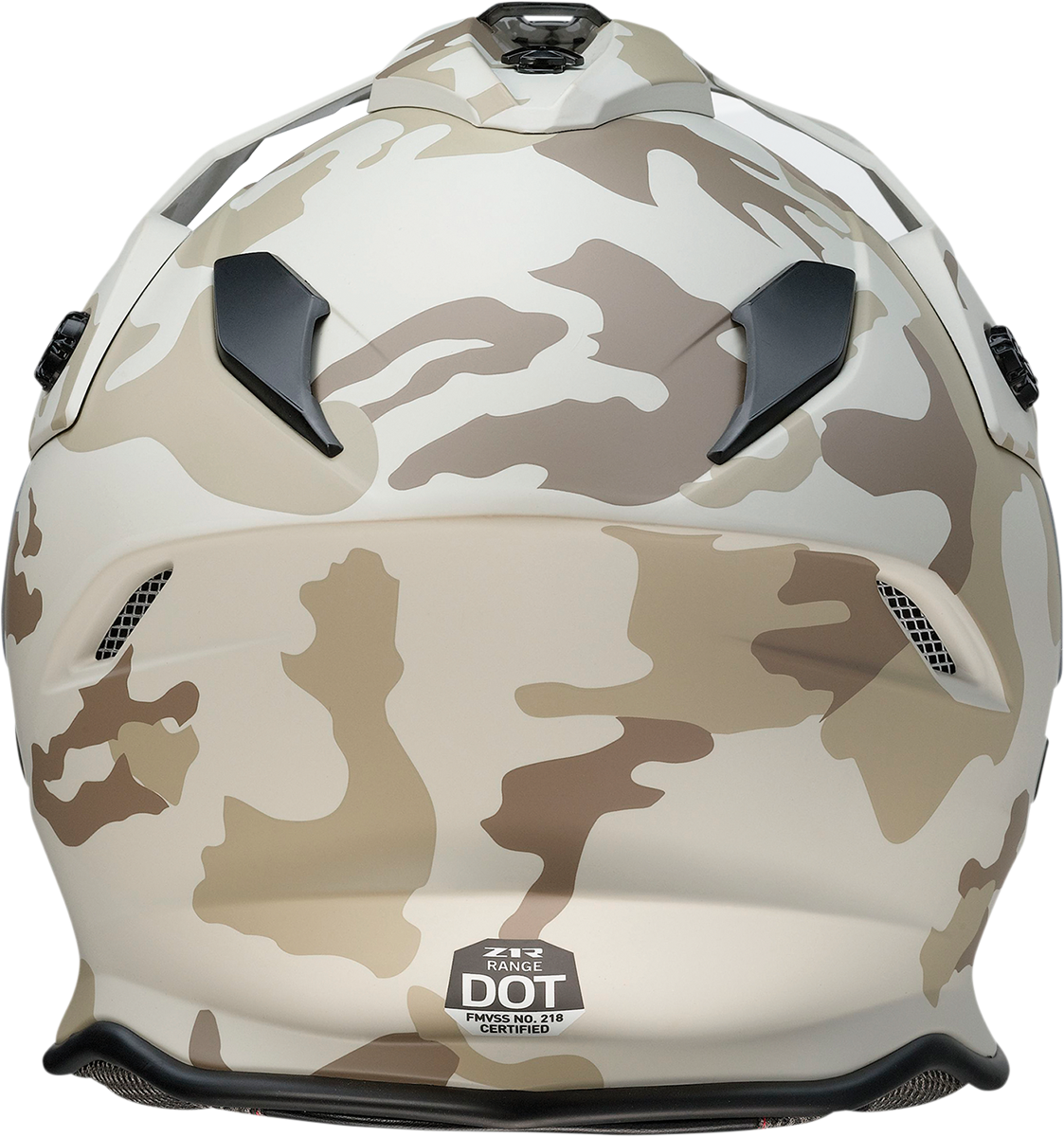 Z1R Range Helmet in large Camo Desert pattern, featuring a rugged motorcycle helmet with desert camouflage design.