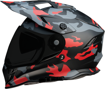 Z1R Range Helmet in Camo Red, small size with sun visor and removable lining for versatile motorcycle riding.
