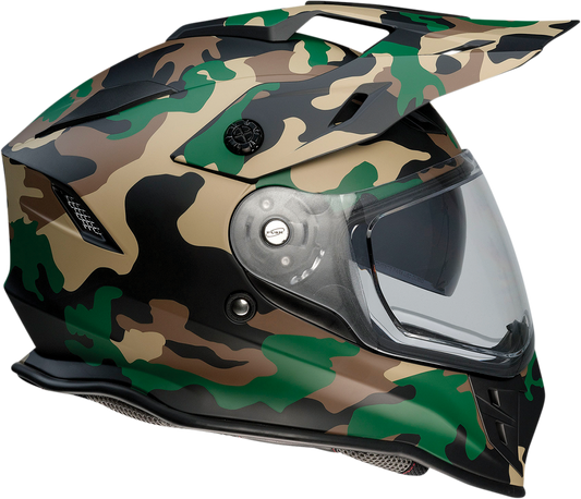 Z1R Range helmet in woodland camo, large size, featuring a secure fit and durable design for outdoor riding protection.
