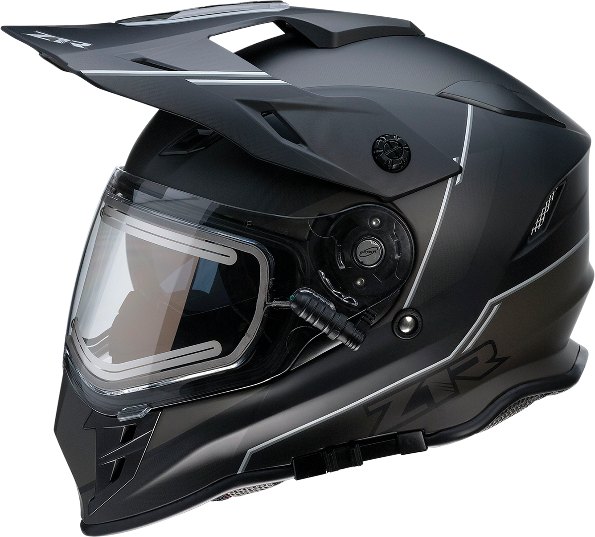 Z1R Range Snow Helmet Bladestorm Electric dual-pane black and white helmet in small size with visor and ventilation.
