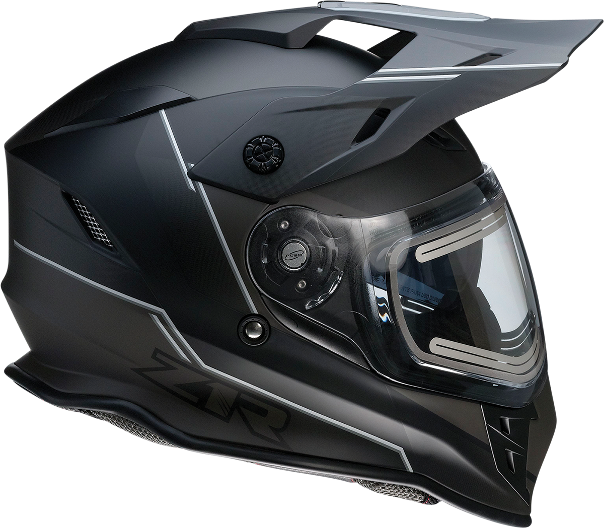 Z1R Range Snow Helmet Bladestorm Electric with dual-pane visor in black and white, XS size, showing sleek helmet design.