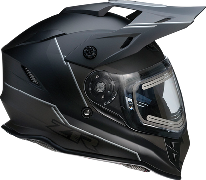 Z1R Range Snow Helmet Bladestorm Electric with dual-pane visor in black and white, XS size, showing sleek helmet design.