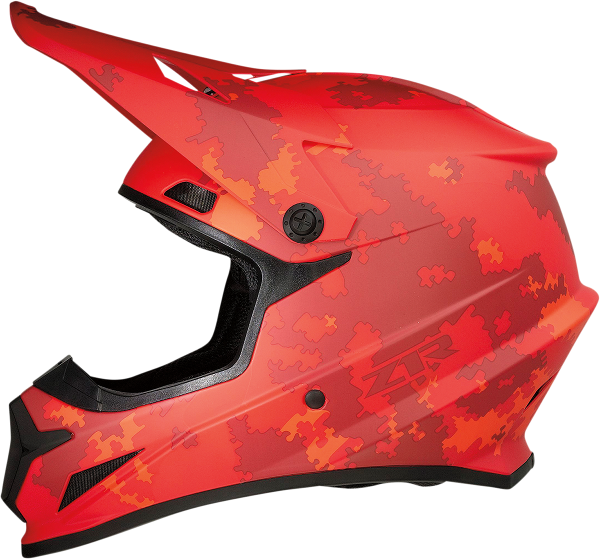 Z1R Rise helmet in digi camo red with 2XL size, featuring enhanced ventilation and a removable liner, shown from the front angle.