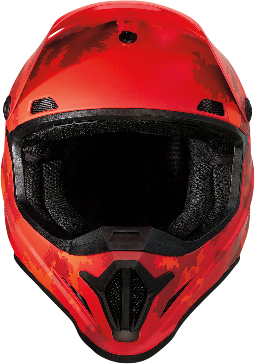 Z1R Rise helmet in digi camo red with 2XL size, featuring enhanced ventilation and a removable liner, shown from the front view.
