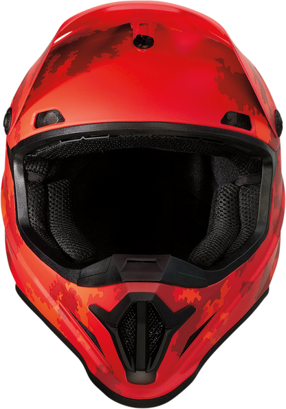 Z1R Rise helmet in digi camo red with 2XL size, featuring enhanced ventilation and a removable liner, shown from the front view.