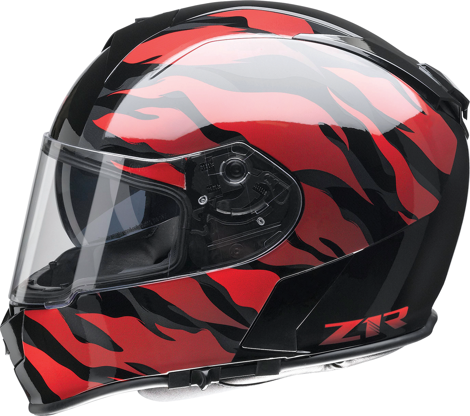 Z1R Warrant Panthera helmet in black and red with injection-molded polycarbonate shell and drop-down sun visor, small size