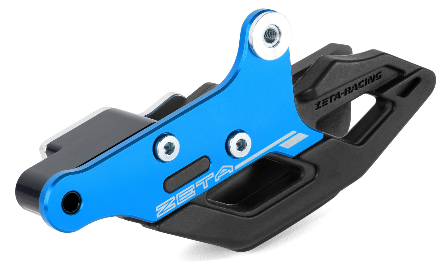 Blue ZETA 3D Chain Guide H for Husqvarna models ZE82-1419, showing the durable, precision-machined guide in a close-up view.