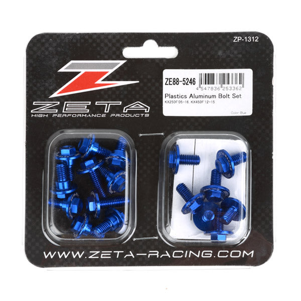 ZETA, ZETA Aluminum Bolt Kit for MX and Dual Sport Bikes - Blue (Part Number ZE88-5246)