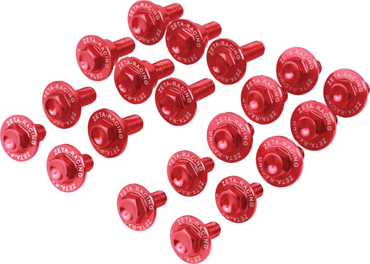 ZETA, ZETA Aluminum Bolt Kit for MX and Dual Sport Bikes - Red (Part ZE88-5052)