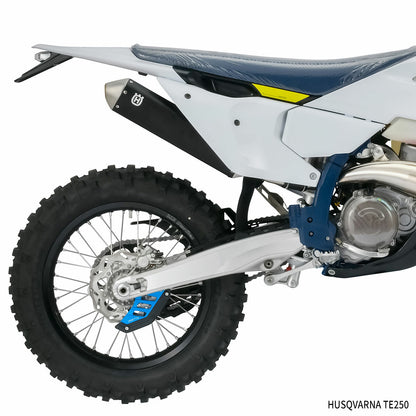 ZETA Rear Disc Guard H Blue with Aluminum Core Protection for motorcycle, featuring durable blue metal and protective design.
