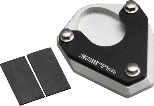 ZETA Kawasaki side stand extender in black and silver, part ZE56-6230, designed for enhanced stability of motorcycle.