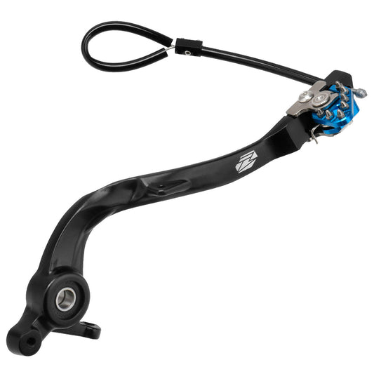 ZETA Trigger Brake Pedal Hus H Blue for motorcycle, showing the blue metal pedal with ZETA branding and part number ZE90-7449.
