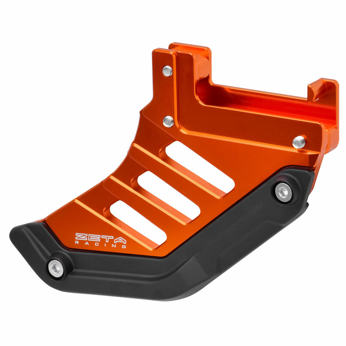 ZETA ZE52-5103 rear disc guard in orange protecting motorcycle rotor from debris and damage, durable motorcycle safety part