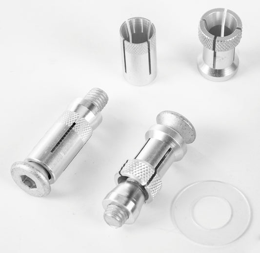 Pair of ZETA ZE71-7911 replacement Bushguard adapters, black metal protectors for motorcycle suspension protection.