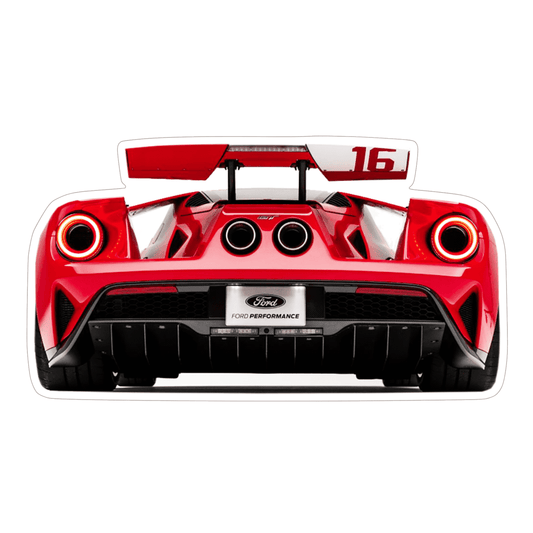 Ford GT Super-Car Rear-View Vinyl Decal / Sticker, Red - Howling Moto