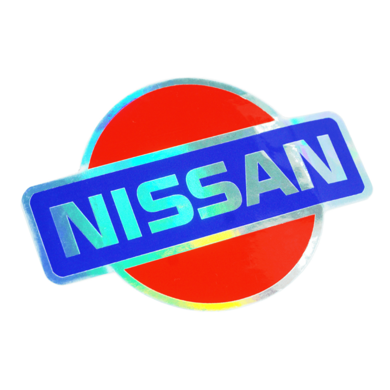 Holographic Vinyl Nissan-Style Sticker Decal, 4" x 2.8" - Howling Moto