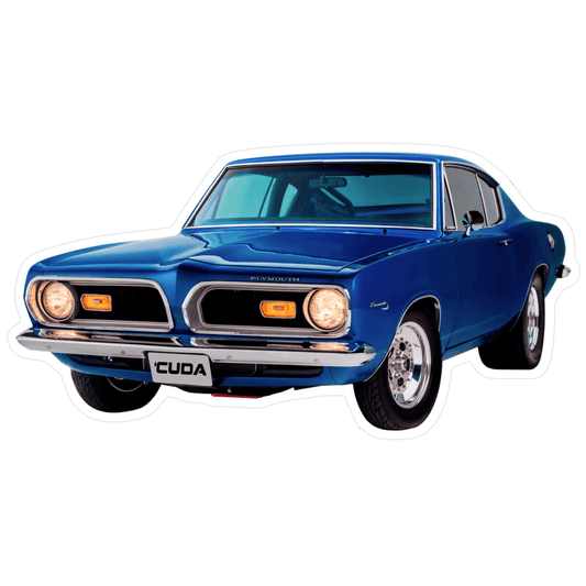 Plymouth Barracuda 'CUDA Muscle Car Vinyl Decal / Sticker, Blue - Howling Moto