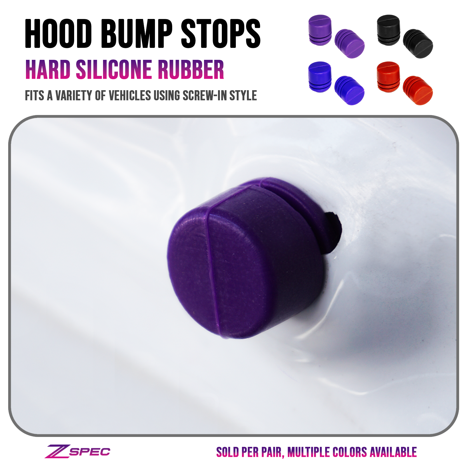 ZSPEC Hood Bump Stops, Hard Silicone Rubber, 2-Pack - Howling Moto