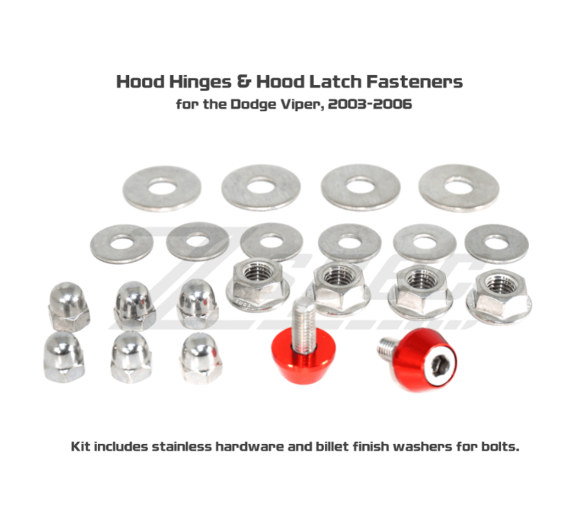 ZSPEC Hood & Hood Latch Fastener Kit for '03-06 Dodge Viper, Stainless & Billet - Howling Moto