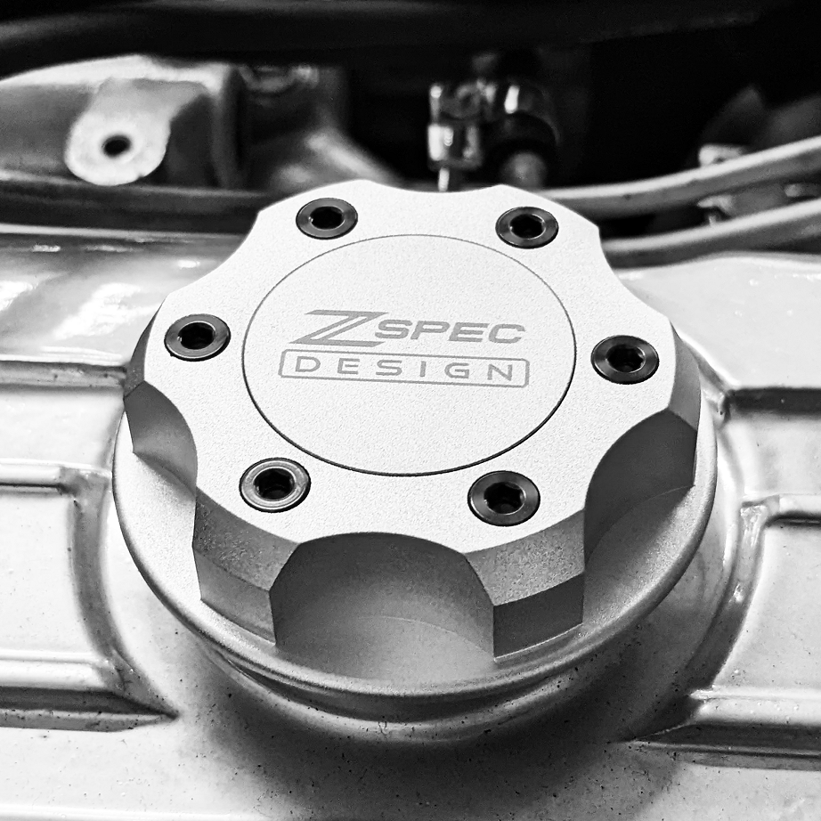 ZSPEC Billet Oil Filler Cap for Nissan/Infiniti/Datsun, Silver Cap w/ Titanium Accents - Howling Moto