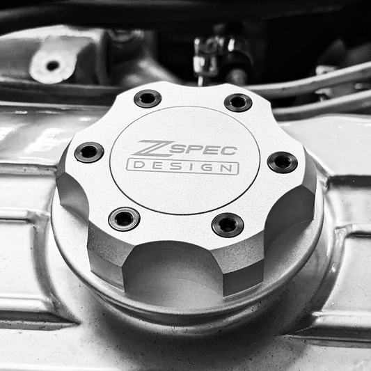 ZSPEC Billet Oil Filler Cap for Nissan/Infiniti/Datsun, Silver Cap w/ Titanium Accents - Howling Moto