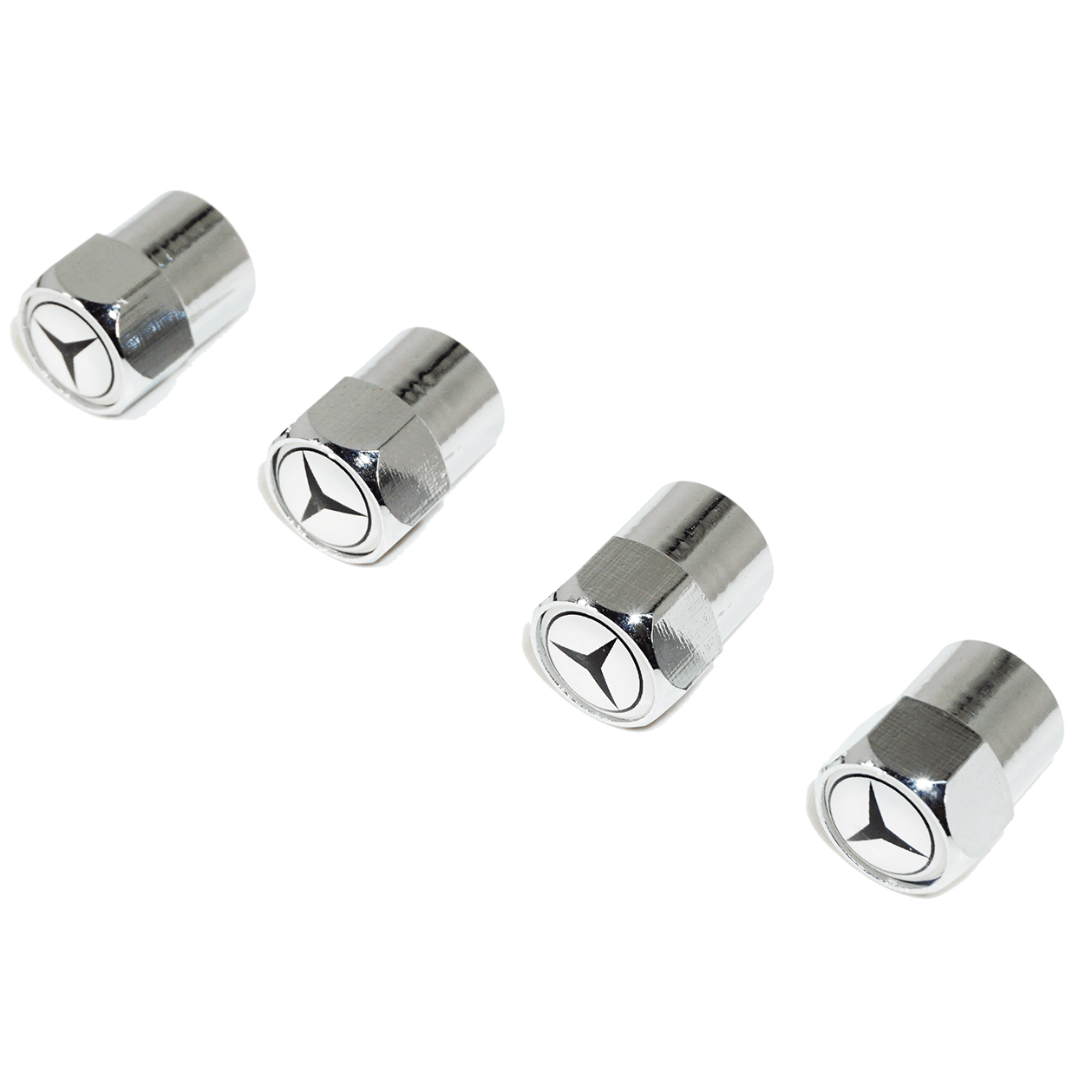 Chrome Valve Stem Tire Caps, Style: Mercedes - Howling Moto