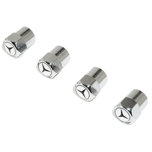 Chrome Valve Stem Tire Caps, Style: Mercedes - Howling Moto