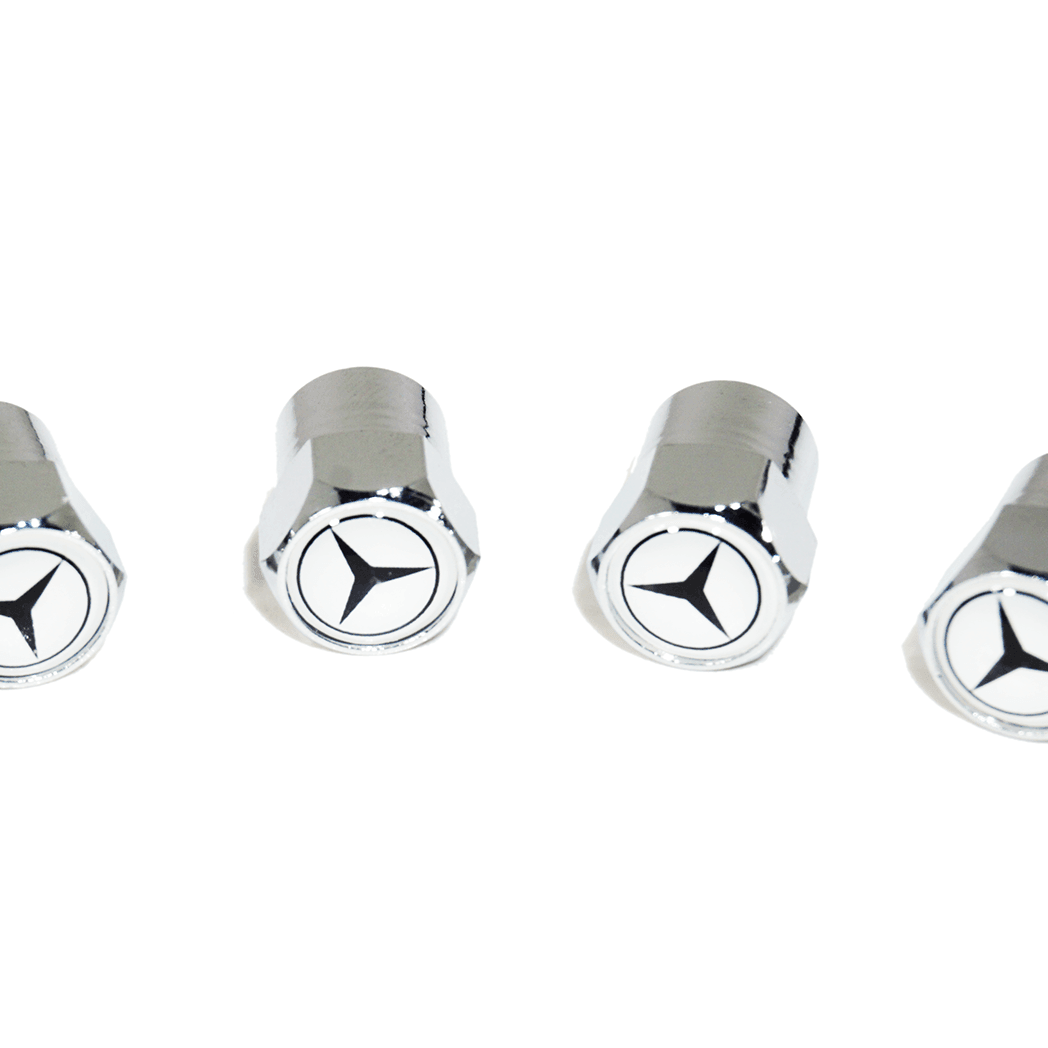 Chrome Valve Stem Tire Caps, Style: Mercedes - Howling Moto