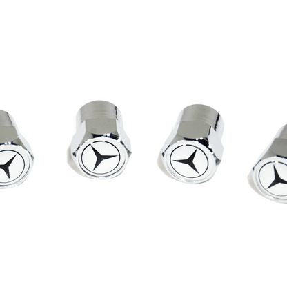 Chrome Valve Stem Tire Caps, Style: Mercedes - Howling Moto