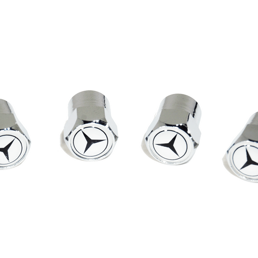 Chrome Valve Stem Tire Caps, Style: Mercedes - Howling Moto