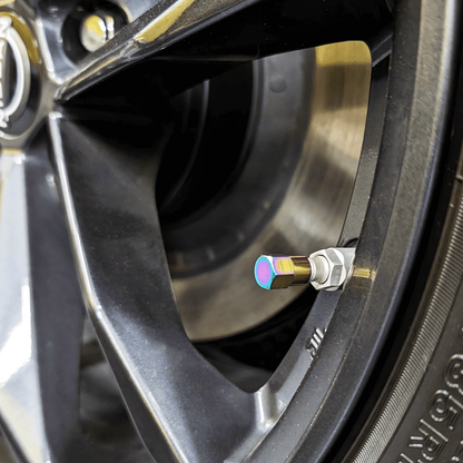 Titanium Tire Cap Set, Universal for Valve Stem Caps on Cars & Bikes, Grade-5 Titanium - Howling Moto
