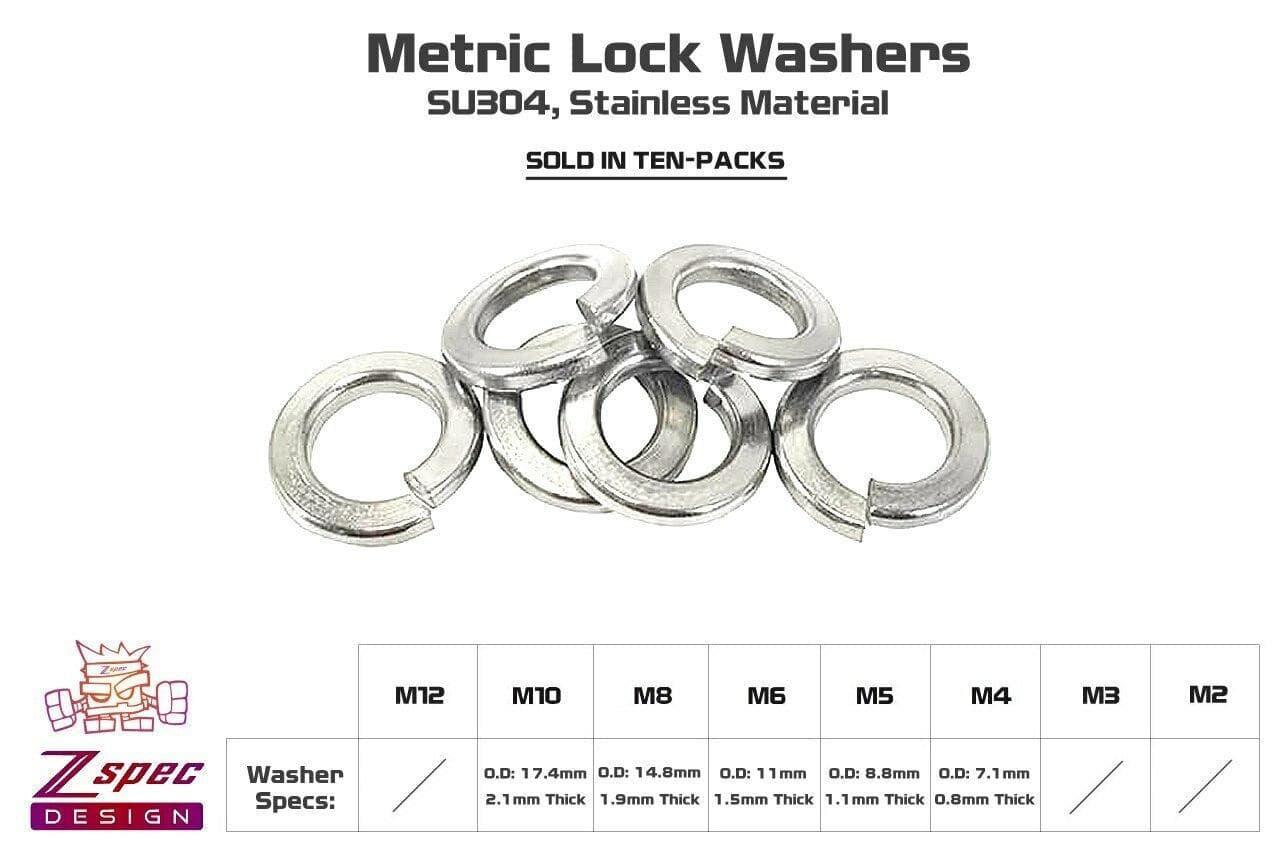 ZSPEC M10 Lock Washers, SUS304 Stainless, 10-Pack - Howling Moto