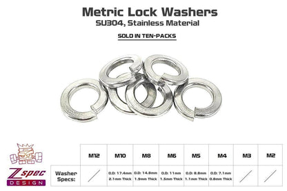 ZSPEC M10 Lock Washers, SUS304 Stainless, 10-Pack - Howling Moto