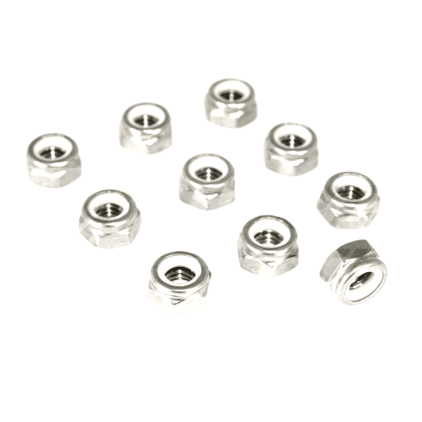 ZSPEC M3-0.5 Nylon Lock Nuts, Stainless SUS304, 10-Pack - Howling Moto