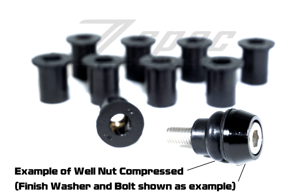 ZSPEC M5 Silicone-Rubber Well Nuts for Body Kits and Flares using M5-0.8, 10-Pack - Howling Moto