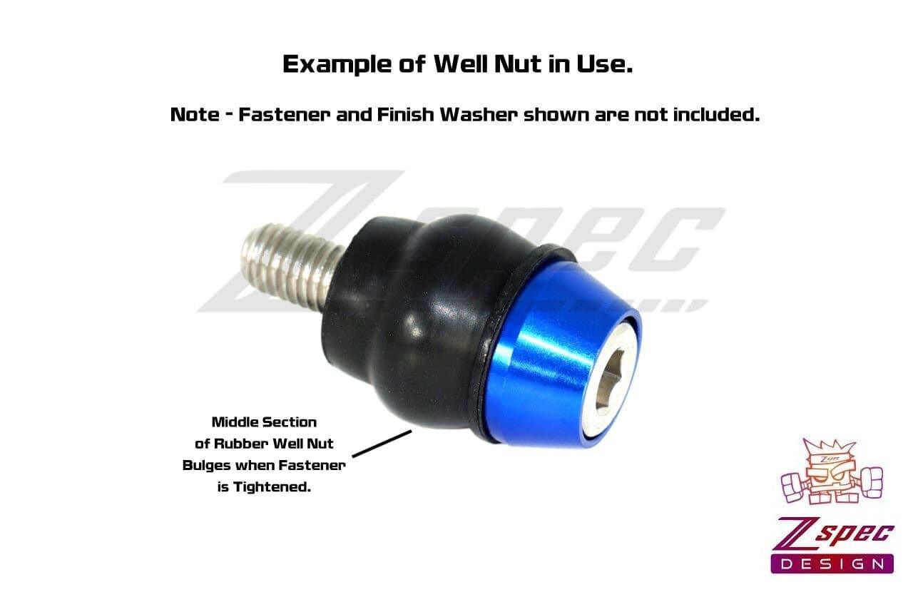 ZSPEC M8 Rubber Well Nuts for SUV/Truck Body Elements & Over-Fender Flares, 10-Pack - Howling Moto