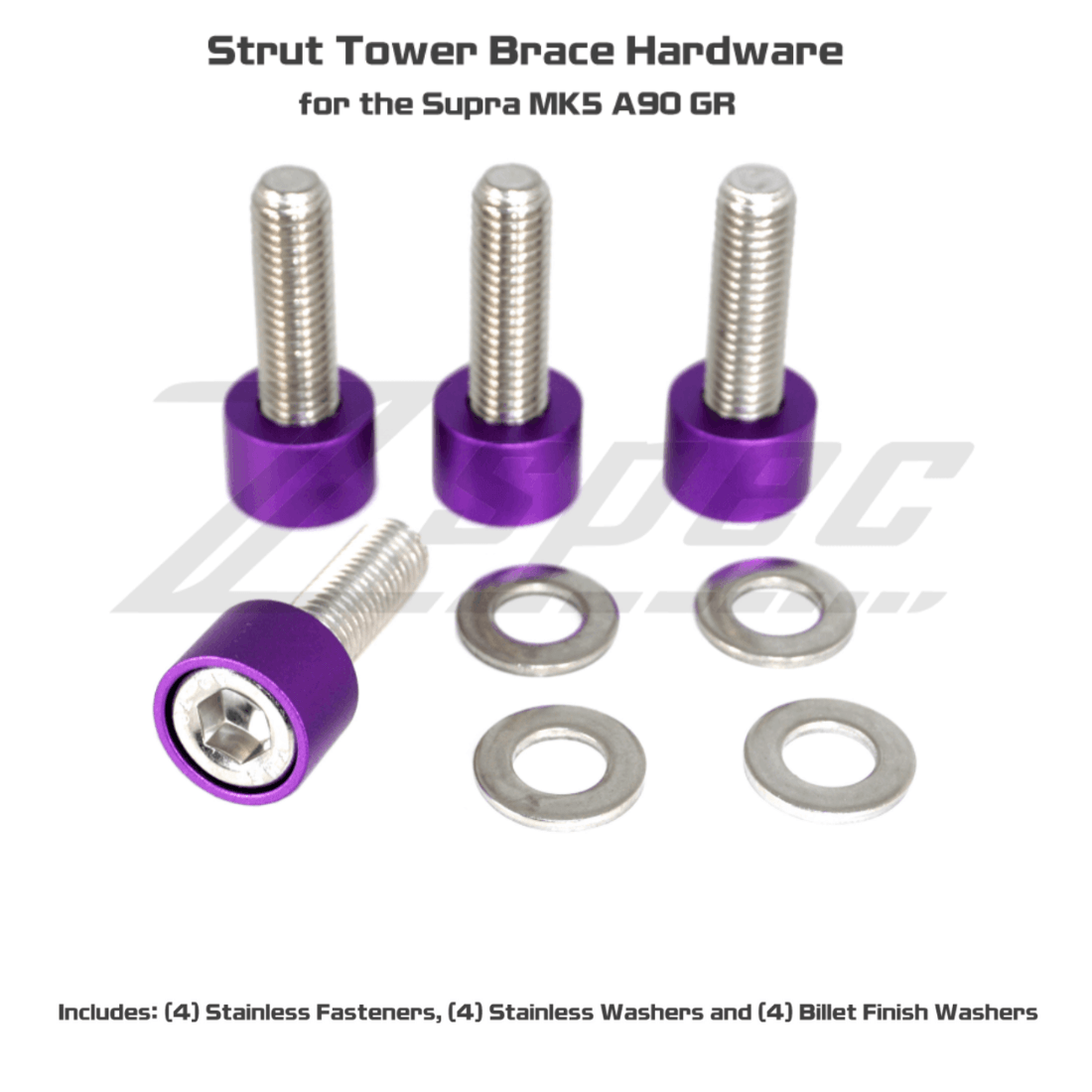 ZSPEC Front Strut Cross-Braces Fasteners for '20+ Toyota Supra MKV GR A90, Stainless & Billet - Howling Moto