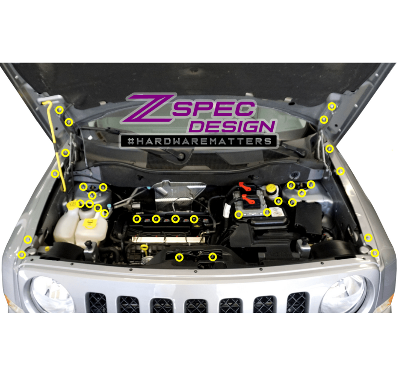 ZSPEC Stage-2 Dress Up Bolts® Fastener Kit for Jeep Patriot & Compass, Stainless & Billet - Howling Moto