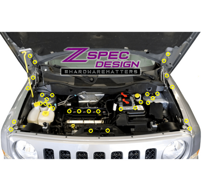 ZSPEC Stage-2 Dress Up Bolts® Fastener Kit for Jeep Patriot & Compass, Stainless & Billet - Howling Moto