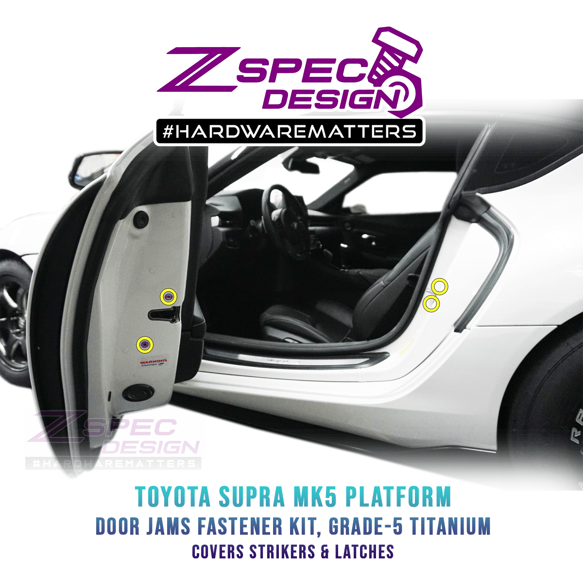ZSPEC Dress Up Bolts® Fastener Kit, Door Jams Area for Toyota Supra MK5, Titanium - Howling Moto
